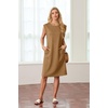image:imageGRECERELLE 2026 Womens Summer Casual WrinkleFree Midi Dress with PocketsCamel
