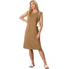image:imageGRECERELLE 2026 Womens Summer Casual WrinkleFree Midi Dress with PocketsCamel