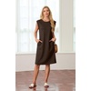 image:imageGRECERELLE 2026 Womens Summer Casual WrinkleFree Midi Dress with PocketsDark Coffee