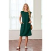 image:imageGRECERELLE 2026 Womens Summer Casual WrinkleFree Midi Dress with PocketsDark Green