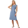 image:imageGRECERELLE 2026 Womens Summer Casual WrinkleFree Midi Dress with PocketsDenim Blue