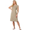 image:imageGRECERELLE 2026 Womens Summer Casual WrinkleFree Midi Dress with PocketsKhaki