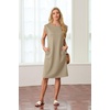 image:imageGRECERELLE 2026 Womens Summer Casual WrinkleFree Midi Dress with PocketsKhaki