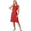 image:imageGRECERELLE 2026 Womens Summer Casual WrinkleFree Midi Dress with PocketsRed