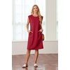 image:imageGRECERELLE 2026 Womens Summer Casual WrinkleFree Midi Dress with PocketsWine Red