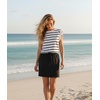 image:imageGRECERELLE 2026 Womens Summer Tie Waist Casual T Shirt Dress with PocketsWhite Black Stripe