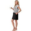 image:imageGRECERELLE 2026 Womens Summer Tie Waist Casual T Shirt Dress with PocketsWhite Black Stripe