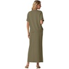 image:imageGRECERELLE 2026 Womens Summer WrinkleFree 2 Piece Skirt Sets with PocketsArmy Green