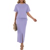 image:imageGRECERELLE 2026 Womens Summer WrinkleFree 2 Piece Skirt Sets with PocketsAura Indigo