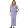 image:imageGRECERELLE 2026 Womens Summer WrinkleFree 2 Piece Skirt Sets with PocketsAura Indigo