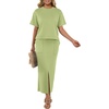 image:imageGRECERELLE 2026 Womens Summer WrinkleFree 2 Piece Skirt Sets with PocketsAvocado Green