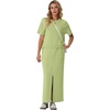 image:imageGRECERELLE 2026 Womens Summer WrinkleFree 2 Piece Skirt Sets with PocketsAvocado Green