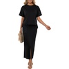 image:imageGRECERELLE 2026 Womens Summer WrinkleFree 2 Piece Skirt Sets with PocketsBlack