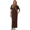 image:imageGRECERELLE 2026 Womens Summer WrinkleFree 2 Piece Skirt Sets with PocketsDark Coffee