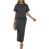 image:imageGRECERELLE 2026 Womens Summer WrinkleFree 2 Piece Skirt Sets with PocketsDark Gray