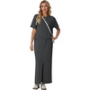 image:imageGRECERELLE 2026 Womens Summer WrinkleFree 2 Piece Skirt Sets with PocketsDark Gray