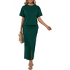 image:imageGRECERELLE 2026 Womens Summer WrinkleFree 2 Piece Skirt Sets with PocketsDark Green