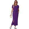image:imageGRECERELLE 2026 Womens Summer WrinkleFree 2 Piece Skirt Sets with PocketsDark Purple