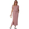 image:imageGRECERELLE 2026 Womens Summer WrinkleFree 2 Piece Skirt Sets with PocketsDeep Pink