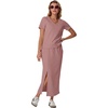image:imageGRECERELLE 2026 Womens Summer WrinkleFree 2 Piece Skirt Sets with PocketsDeep Pink