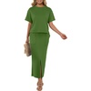 image:imageGRECERELLE 2026 Womens Summer WrinkleFree 2 Piece Skirt Sets with PocketsDill Green