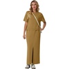 image:imageGRECERELLE 2026 Womens Summer WrinkleFree 2 Piece Skirt Sets with PocketsGinger