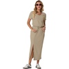 image:imageGRECERELLE 2026 Womens Summer WrinkleFree 2 Piece Skirt Sets with PocketsKhaki