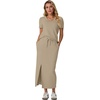 image:imageGRECERELLE 2026 Womens Summer WrinkleFree 2 Piece Skirt Sets with PocketsKhaki