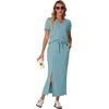 image:imageGRECERELLE 2026 Womens Summer WrinkleFree 2 Piece Skirt Sets with PocketsLight Blue