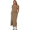 image:imageGRECERELLE 2026 Womens Summer WrinkleFree 2 Piece Skirt Sets with PocketsLight Coffee