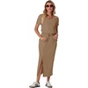 image:imageGRECERELLE 2026 Womens Summer WrinkleFree 2 Piece Skirt Sets with PocketsLight Coffee