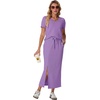 image:imageGRECERELLE 2026 Womens Summer WrinkleFree 2 Piece Skirt Sets with PocketsLilac