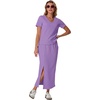 image:imageGRECERELLE 2026 Womens Summer WrinkleFree 2 Piece Skirt Sets with PocketsLilac