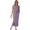 image:imageGRECERELLE 2026 Womens Summer WrinkleFree 2 Piece Skirt Sets with PocketsPurple