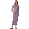 image:imageGRECERELLE 2026 Womens Summer WrinkleFree 2 Piece Skirt Sets with PocketsPurple