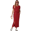 image:imageGRECERELLE 2026 Womens Summer WrinkleFree 2 Piece Skirt Sets with PocketsRed