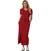 image:imageGRECERELLE 2026 Womens Summer WrinkleFree 2 Piece Skirt Sets with PocketsRed