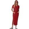 image:imageGRECERELLE 2026 Womens Summer WrinkleFree 2 Piece Skirt Sets with PocketsRed