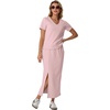 image:imageGRECERELLE 2026 Womens Summer WrinkleFree 2 Piece Skirt Sets with PocketsRose Pink