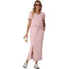 image:imageGRECERELLE 2026 Womens Summer WrinkleFree 2 Piece Skirt Sets with PocketsRose Pink