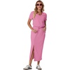 image:imageGRECERELLE 2026 Womens Summer WrinkleFree 2 Piece Skirt Sets with PocketsRose Red