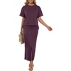 image:imageGRECERELLE 2026 Womens Summer WrinkleFree 2 Piece Skirt Sets with PocketsRosewood