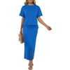 image:imageGRECERELLE 2026 Womens Summer WrinkleFree 2 Piece Skirt Sets with PocketsRoyal Blue