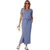 image:imageGRECERELLE 2026 Womens Summer WrinkleFree 2 Piece Skirt Sets with PocketsSky Blue