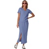 image:imageGRECERELLE 2026 Womens Summer WrinkleFree 2 Piece Skirt Sets with PocketsSky Blue