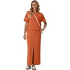 image:imageGRECERELLE 2026 Womens Summer WrinkleFree 2 Piece Skirt Sets with PocketsTan