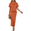 image:imageGRECERELLE 2026 Womens Summer WrinkleFree 2 Piece Skirt Sets with PocketsTan