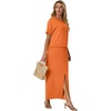 image:imageGRECERELLE 2026 Womens Summer WrinkleFree 2 Piece Skirt Sets with PocketsVibrant Orange