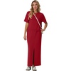 image:imageGRECERELLE 2026 Womens Summer WrinkleFree 2 Piece Skirt Sets with PocketsWine Red