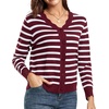 image:imageGRECERELLE Cardigan Sweaters for Women Lightweight 2026 Fall OutfitsWine White Striped